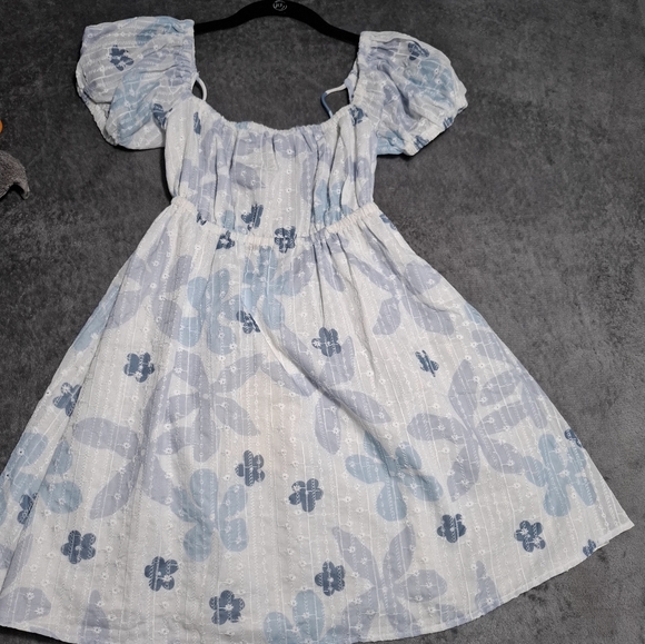 SABO SKIRT Amanda Mini Dress Size L US 8 100% Cotton With Eyelet Floral Babydoll - Picture 8 of 16